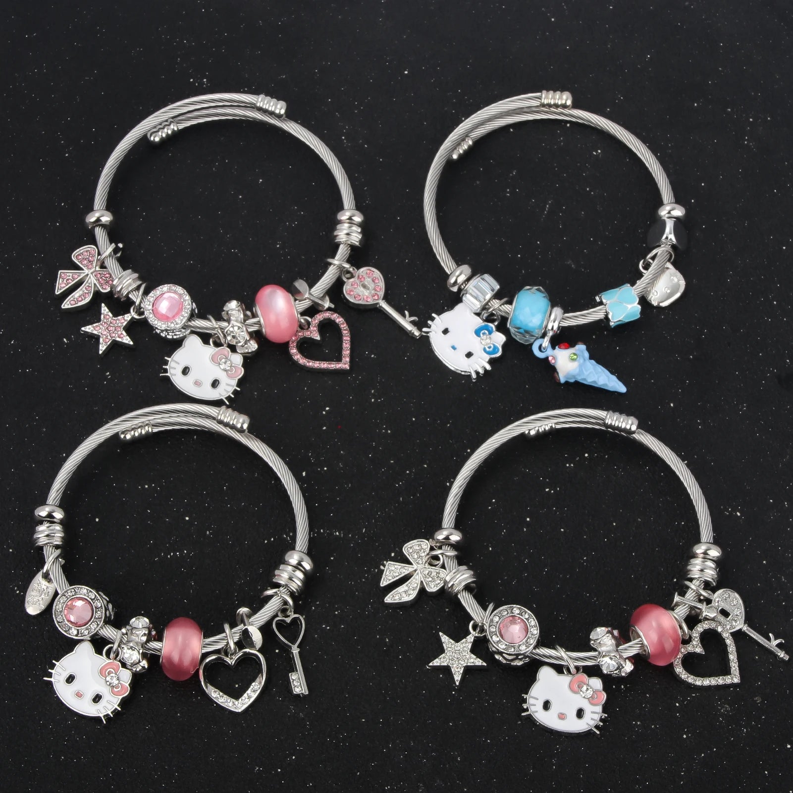 Cute Sanrio Hello Kitty Pink Enamel Bracelet