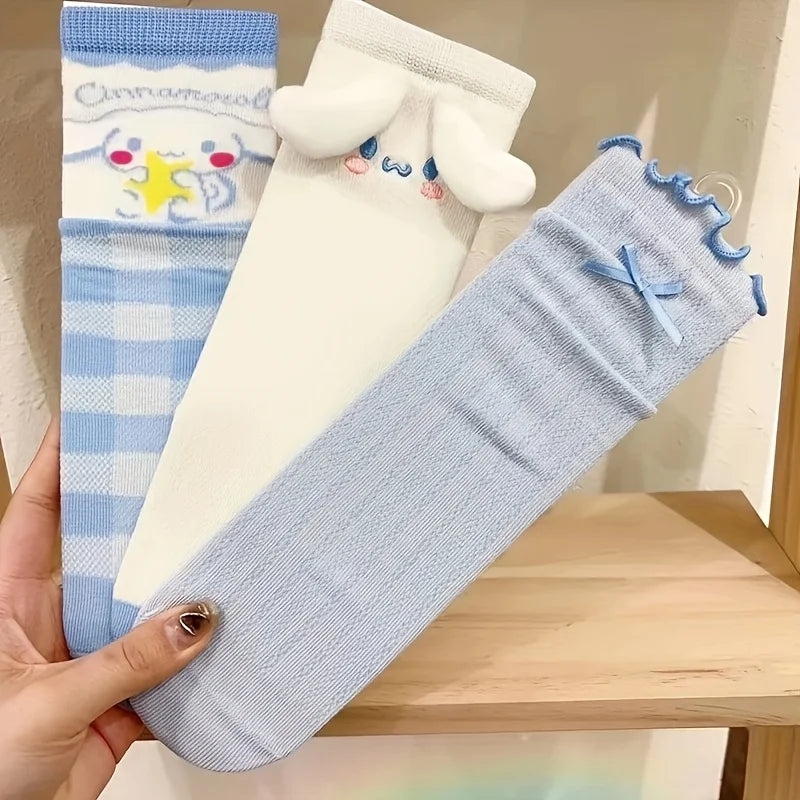 3 Pairs Kawaii Sanrio Cinnamoroll Crew Socks