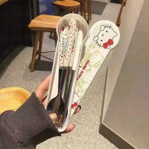 Cute Hello Kitty Chopsticks & Spoon Set