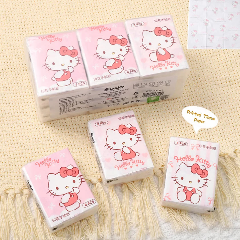 9pcs Hello Kitty & Sanrio Printed Tissue Handkerchief Set - Image 6
