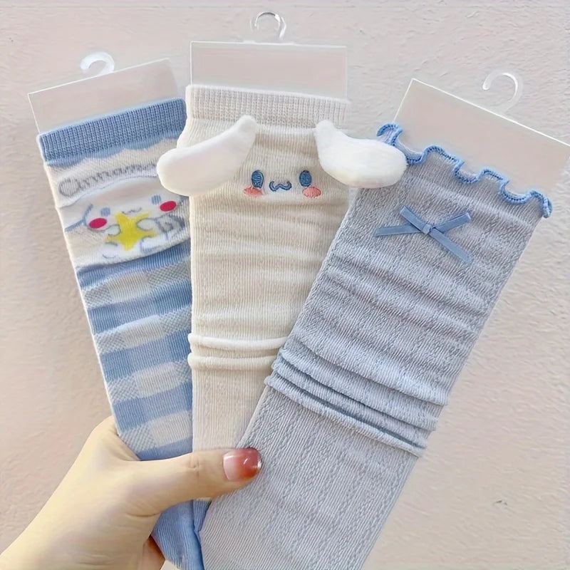 3 Pairs Kawaii Sanrio Cinnamoroll Crew Socks - Image 2