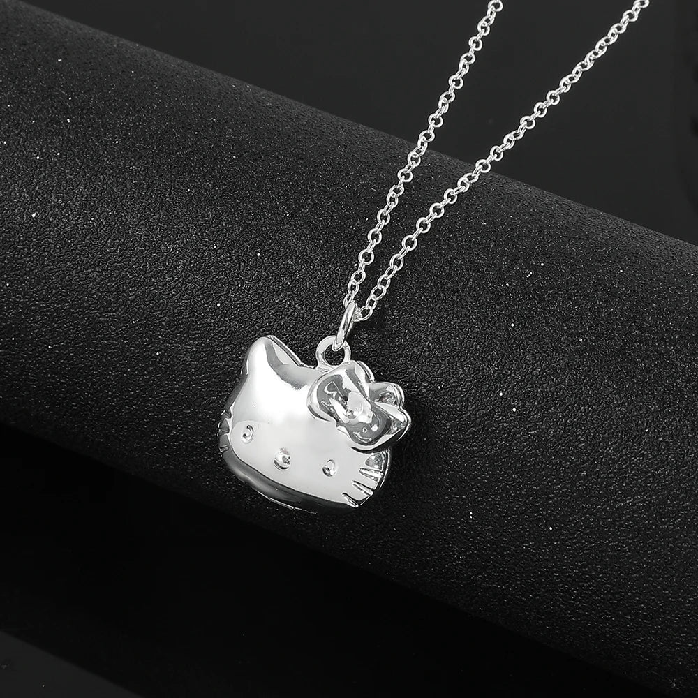 Y2K Hello Kitty Sanrio Necklace with Imitation Pearl Chain