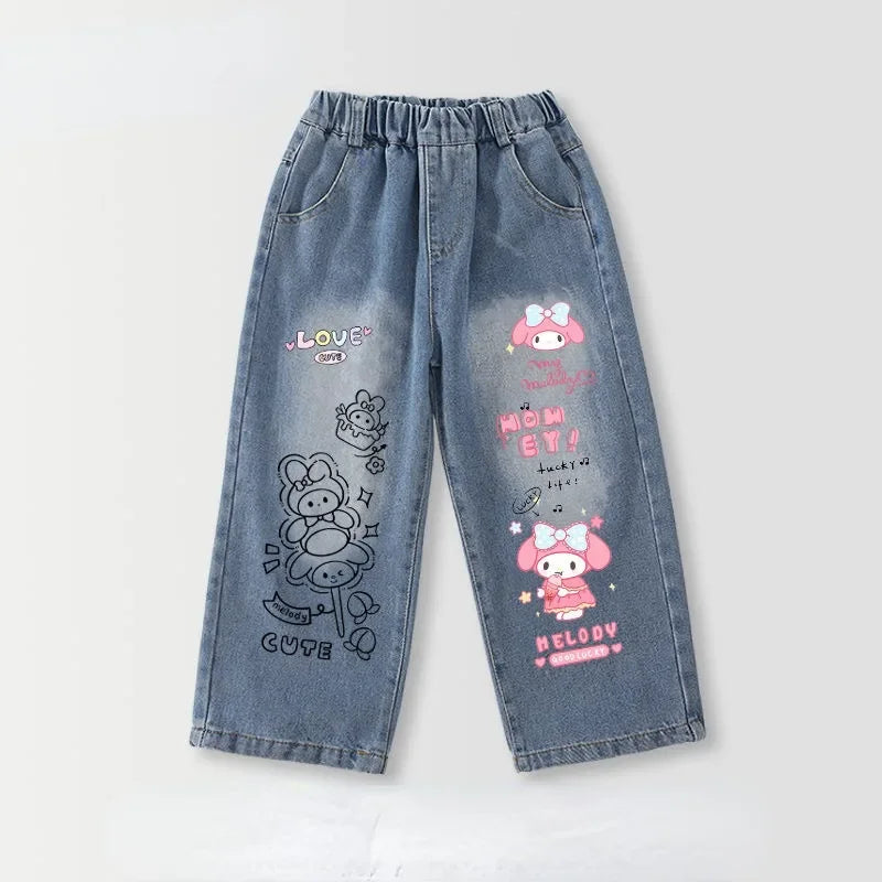New Cute Cinnamoroll, Kuromi & My Melody Children's Jeans - Image 6
