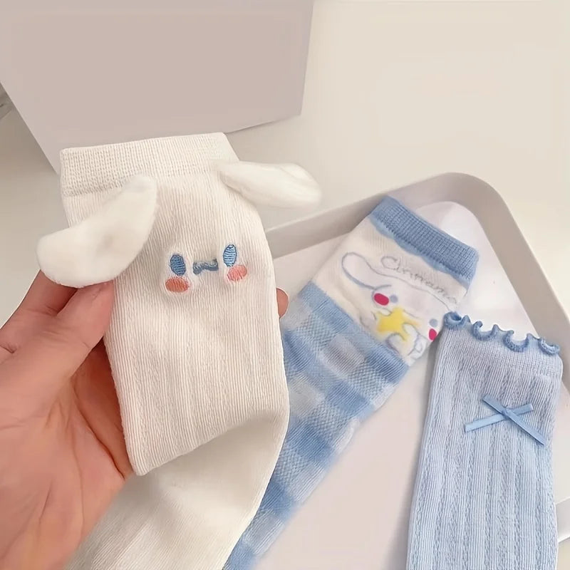 3 Pairs Kawaii Sanrio Cinnamoroll Crew Socks - Image 6