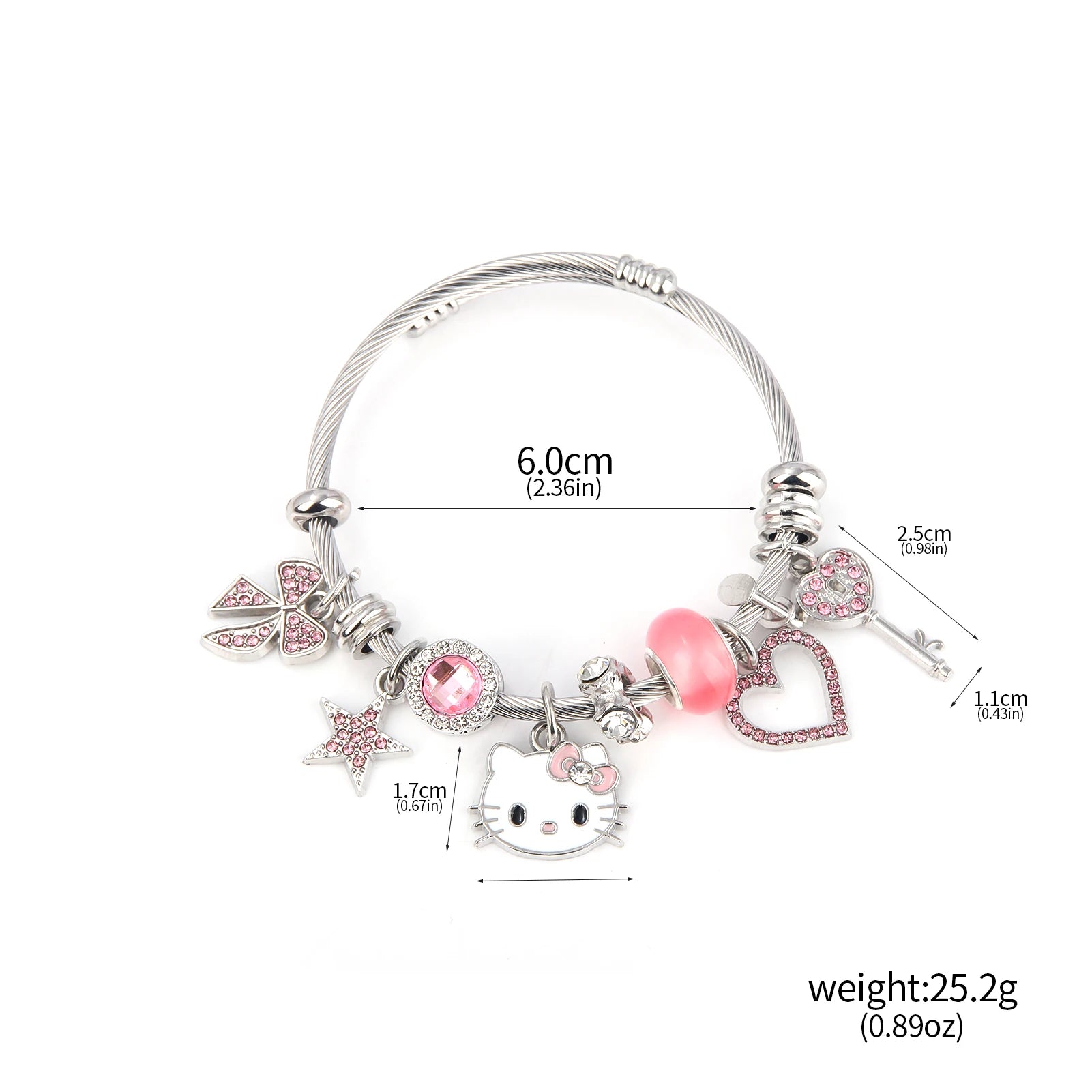 Cute Sanrio Hello Kitty Pink Enamel Bracelet - Image 12