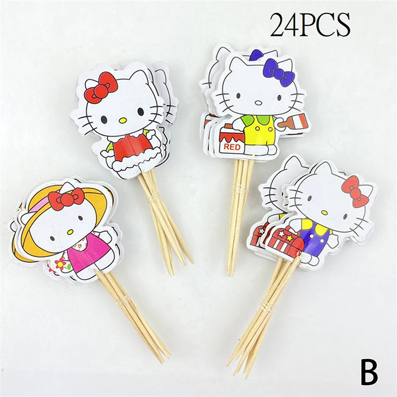 24Pcs Hello Kitty Cake Toppers - Image 8