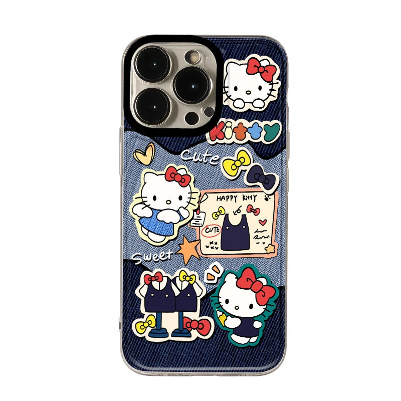 Kawaii Hello Kitty Anime Denim Printed Phone Case - Image 4