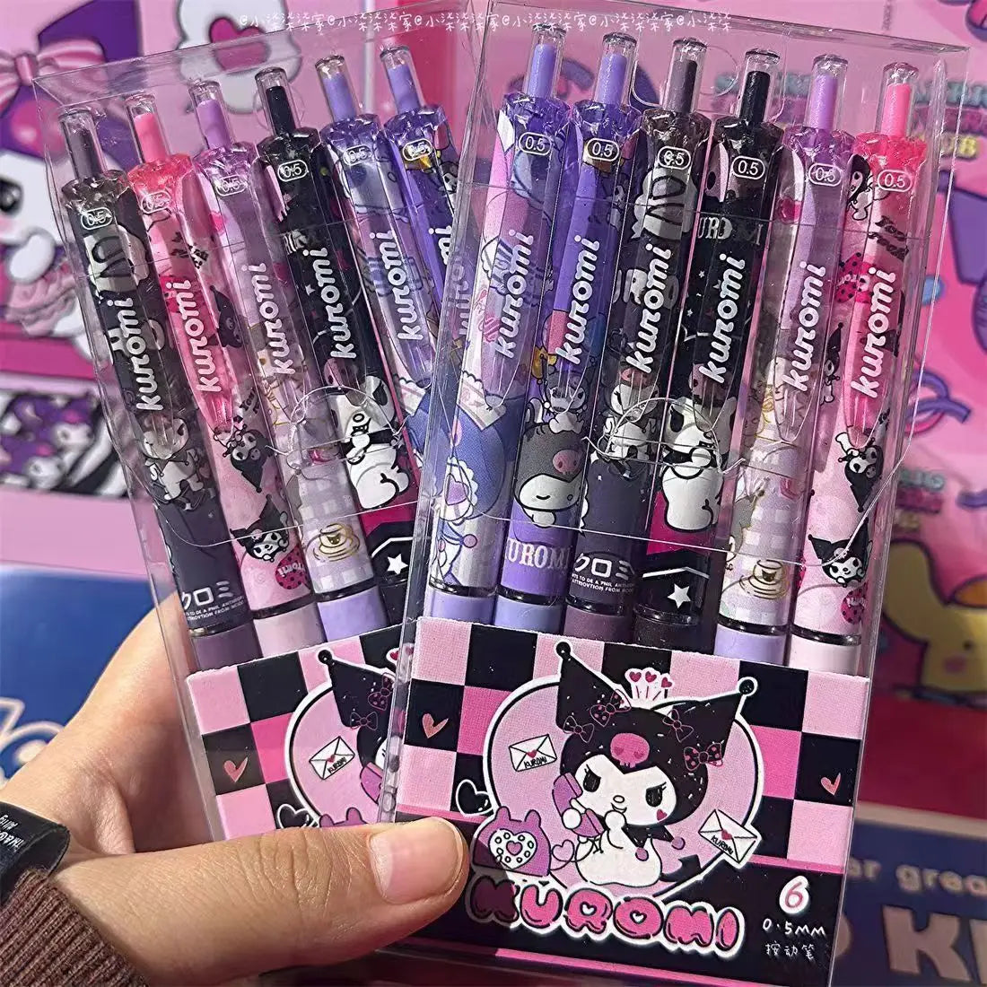 6pcs Sanrio Hello Kitty & Kuromi Gel Pen Set - Image 2