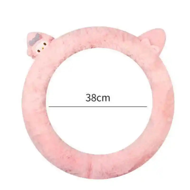 Anime Hello Kitty Plush Car Steering Wheel Cover - Image 3