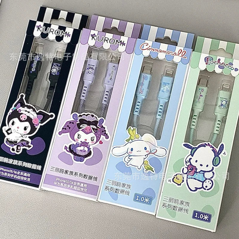 Kawaii Kuromi & Cinnamoroll Cartoon Fast Charging Data Cable