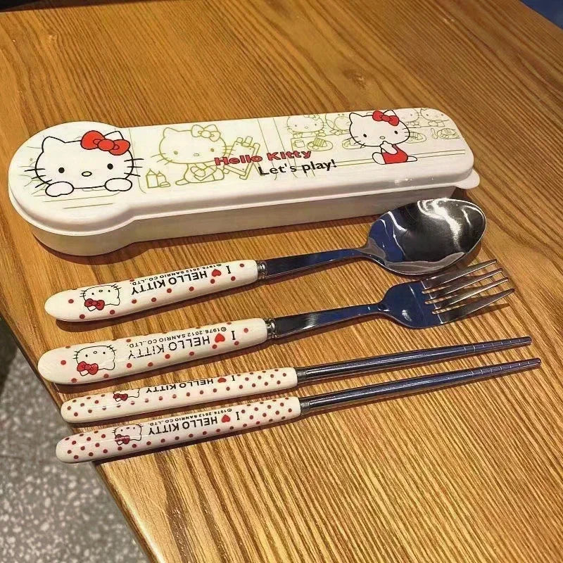 Cute Hello Kitty High Appearance Chopsticks & Spoon Set - Image 2