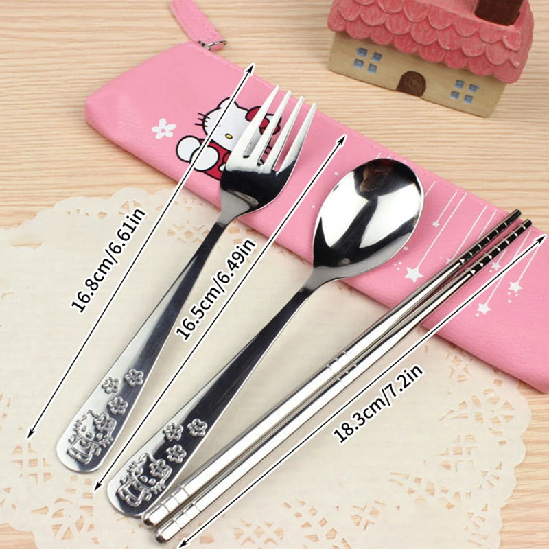 Sanrio Hello Kitty Metal Spoon, Fork & Chopsticks Set - Image 6