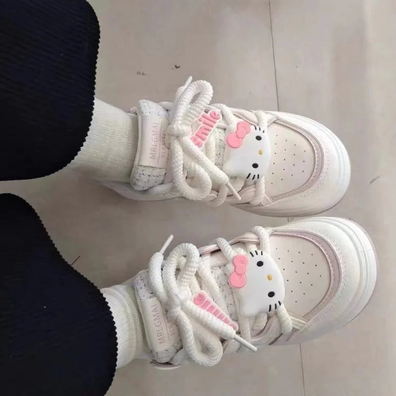 2024 New Sanrio Hello Kitty Soft Girl Big Head Off White Shoes - Image 6