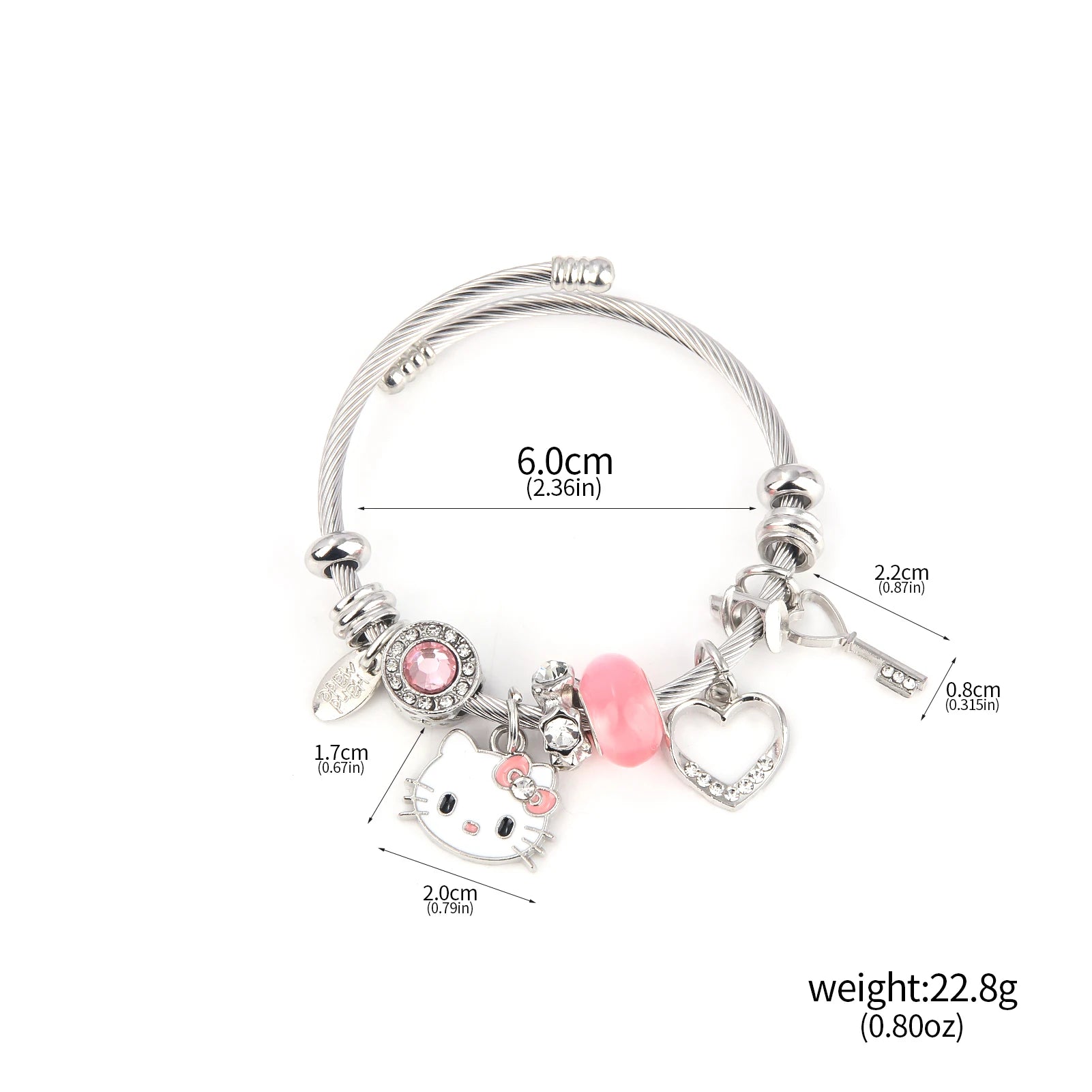 Cute Girl Sanrio Pink Hello Kitty Enamel Bracelet - Image 12