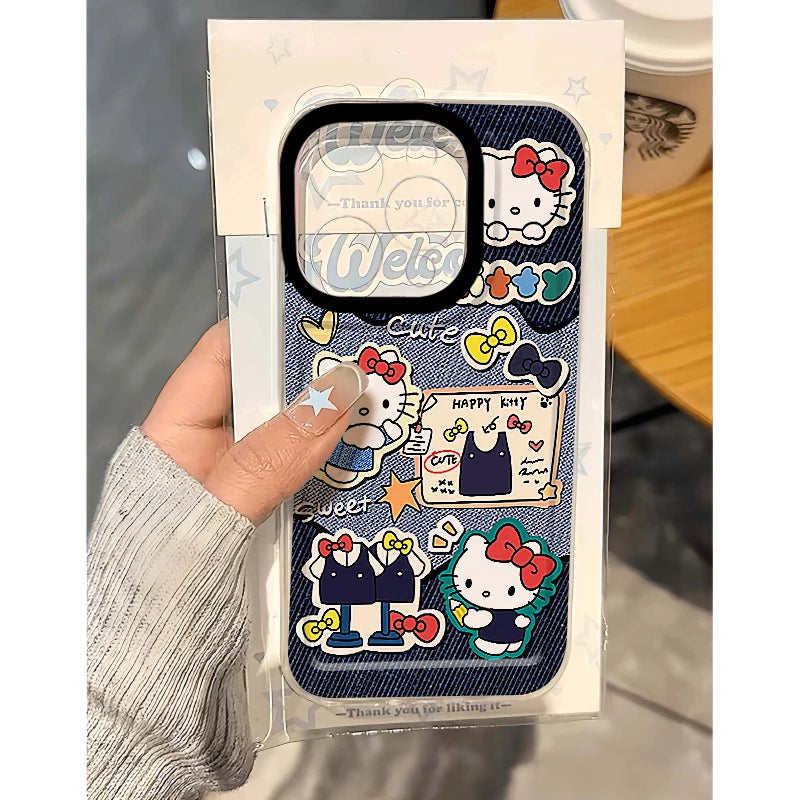 Kawaii Hello Kitty Anime Denim Printed Phone Case - Image 2