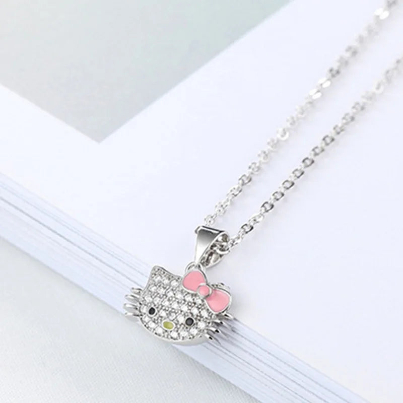 Kawaii Sanrio Hello Kitty Rhinestone Necklace & Ring - Image 6