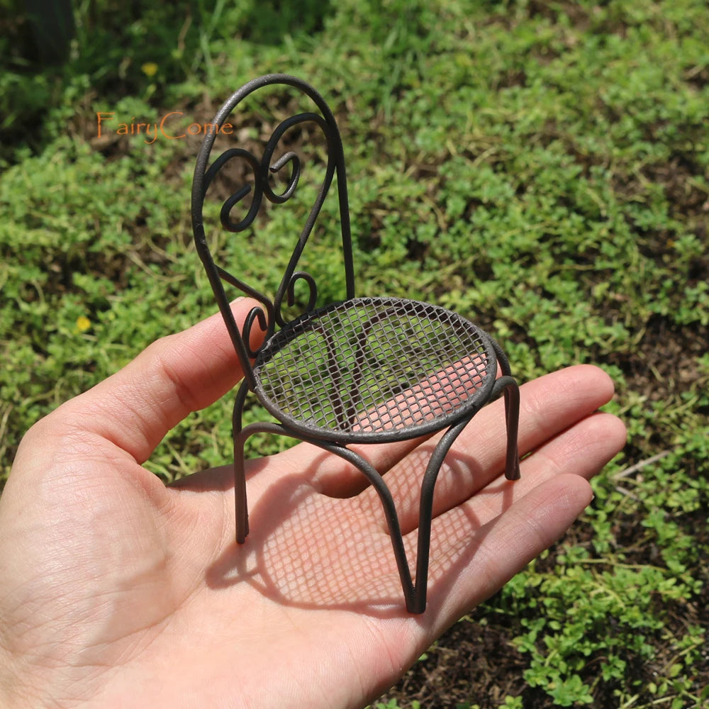 Miniature Fairy Garden Metal Table & Chairs Set - Image 3