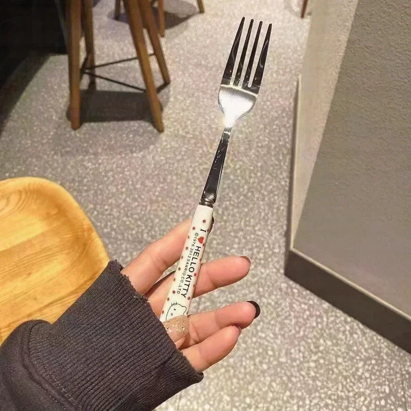 Cartoon Cute Hello Kitty Chopsticks & Spoon Set - Image 5