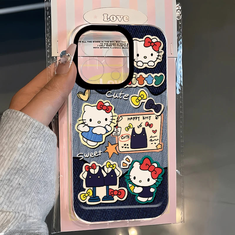 Kawaii Hello Kitty Anime Denim Printed Phone Case - Image 3