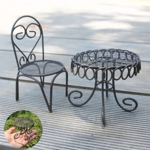 Miniature Fairy Garden Metal Table & Chairs Set