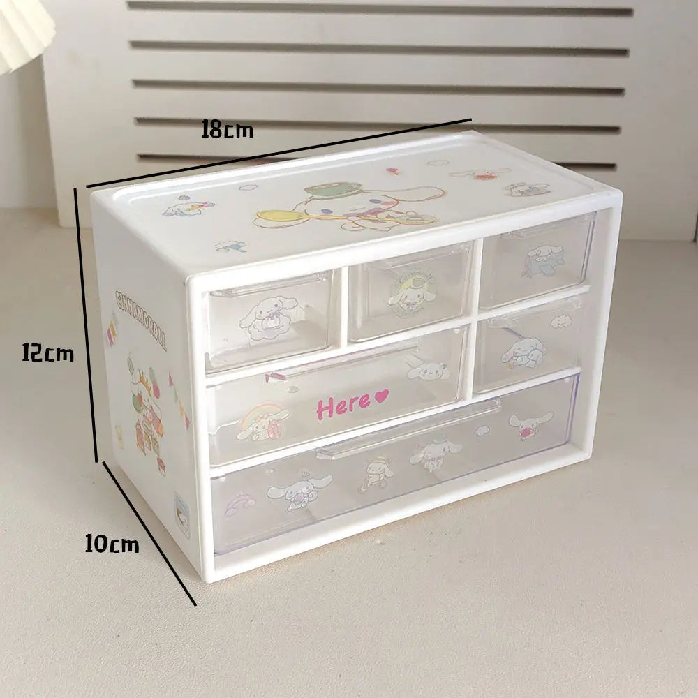 Sanrio 6-Grid Storage Box with Kuromi, Cinnamoroll, & Melody Stickers - Image 7