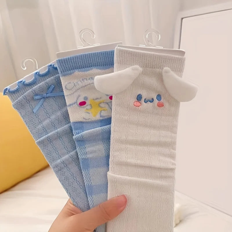 3 Pairs Kawaii Sanrio Cinnamoroll Crew Socks - Image 3