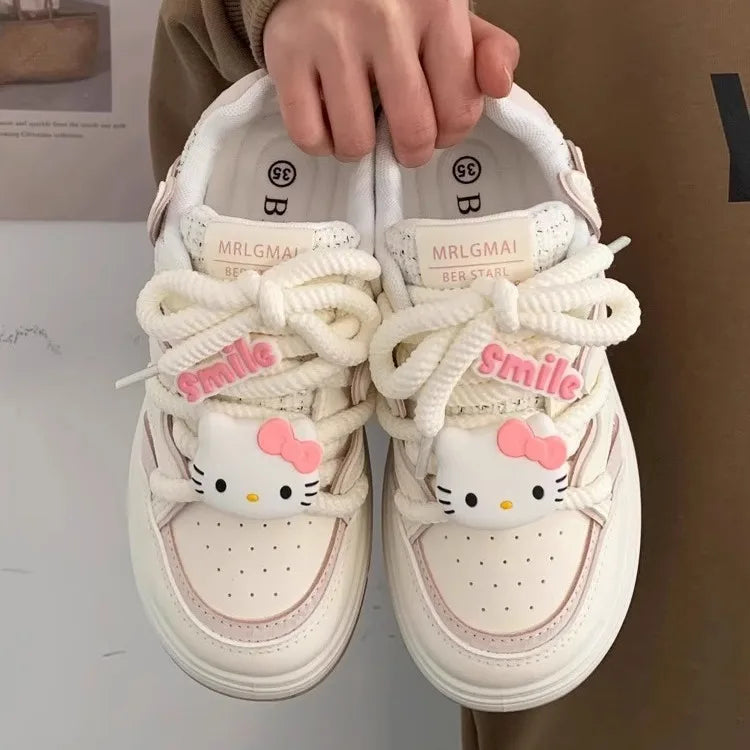 2024 New Sanrio Hello Kitty Soft Girl Big Head Off White Shoes - Image 7