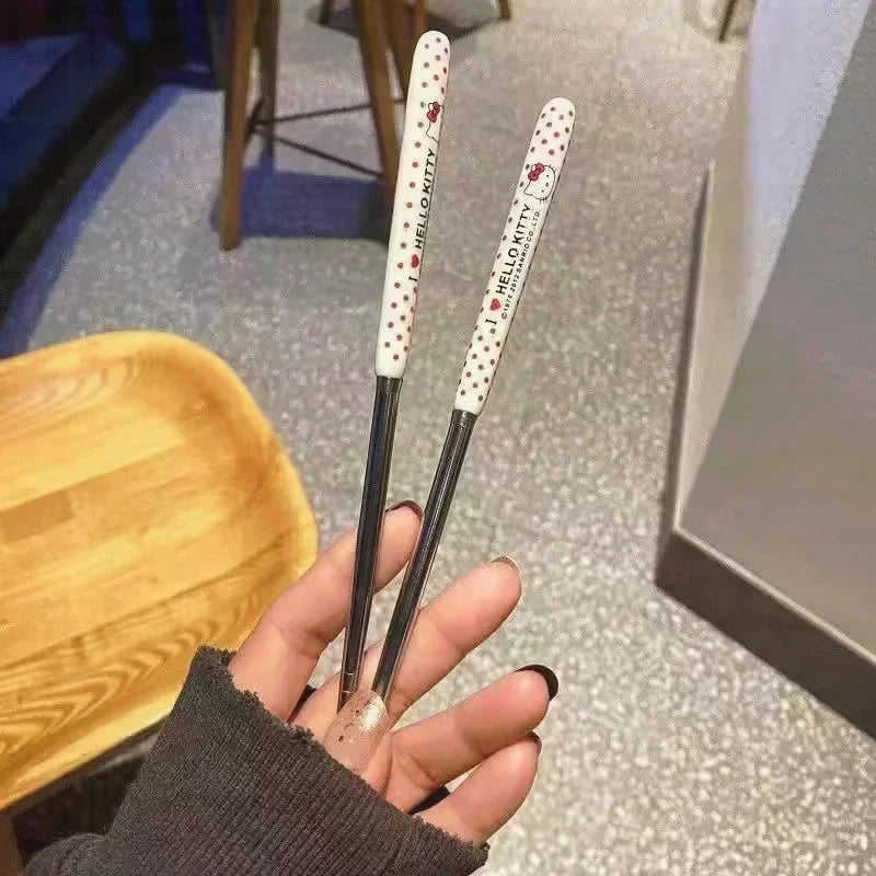 Cute Hello Kitty High Appearance Chopsticks & Spoon Set - Image 3