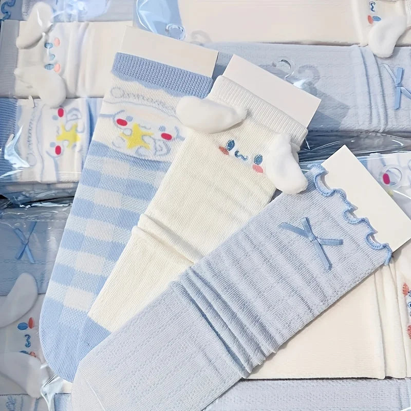 3 Pairs Kawaii Sanrio Cinnamoroll Crew Socks - Image 5